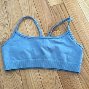 matching blue sports bra